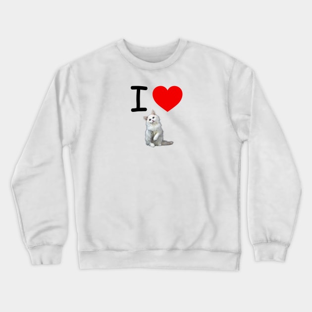 I HEART WHITE FLUFFY PERSIAN KITTEN Crewneck Sweatshirt by EmoteYourself